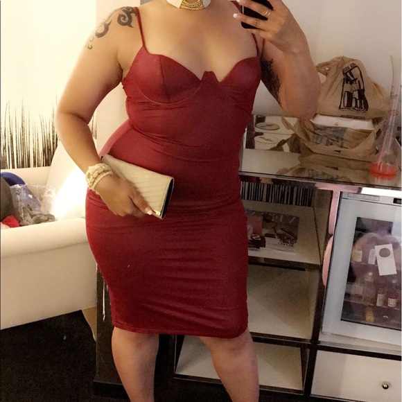 Burgundy midi dress - Picture 3 of 4